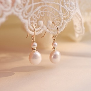 Romantic French Elegant Natural Freshwater Pearl All-match 14K Pack Gold Earrings Without Ear Holes Ear Clips Earrings