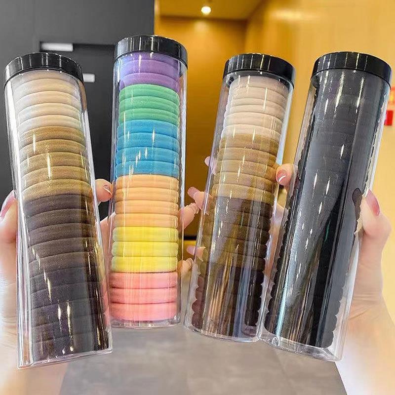 20 toalla enlatada banda de pelo alto elástico cuerda de cabeza sin costura moda banda de goma negra Shixi Cola de Caballo cuerda de pelo estilo coreano