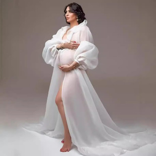New European and American Women's Chiffon Strap dress Lower Split Pregnant Women's Portrait Cross-border Photography Mopping 1253