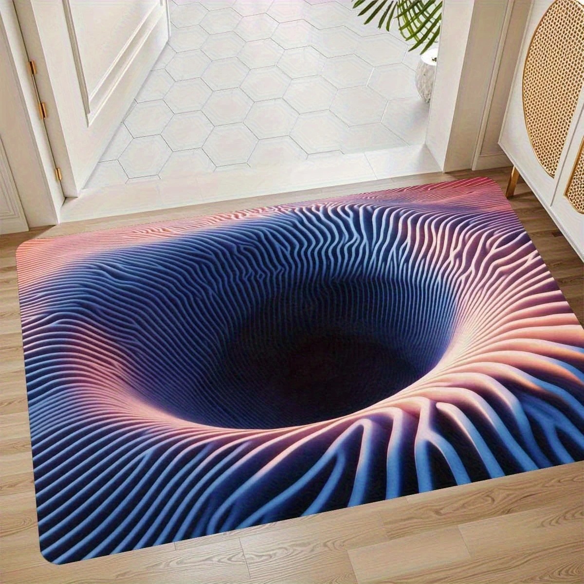 Amerikaanse stijl 3D-perspectief voor het aankleden van schoenen bij de voordeur, vuilafstotende vloermat van kristalfluweel._voghion.com