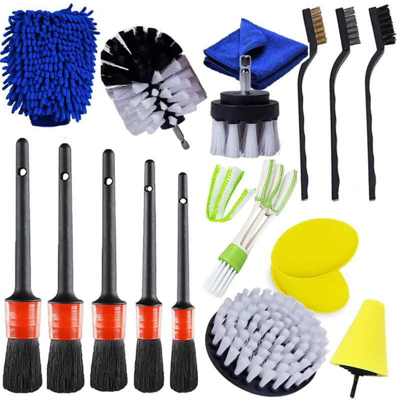 Car Wash Tool Brush 16-Piece Set, Complete Car Detailing Kit, Interior Care Kit, Car Wash Brush, Air Conditioning Brush, Wheel Brush for Car Use