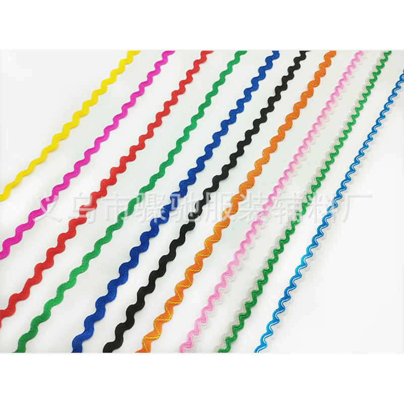 Venta directa de fábrica de polipropileno de color, accesorios de ropa de borde curvo, correas, ondas en forma de cinturón, varios colores