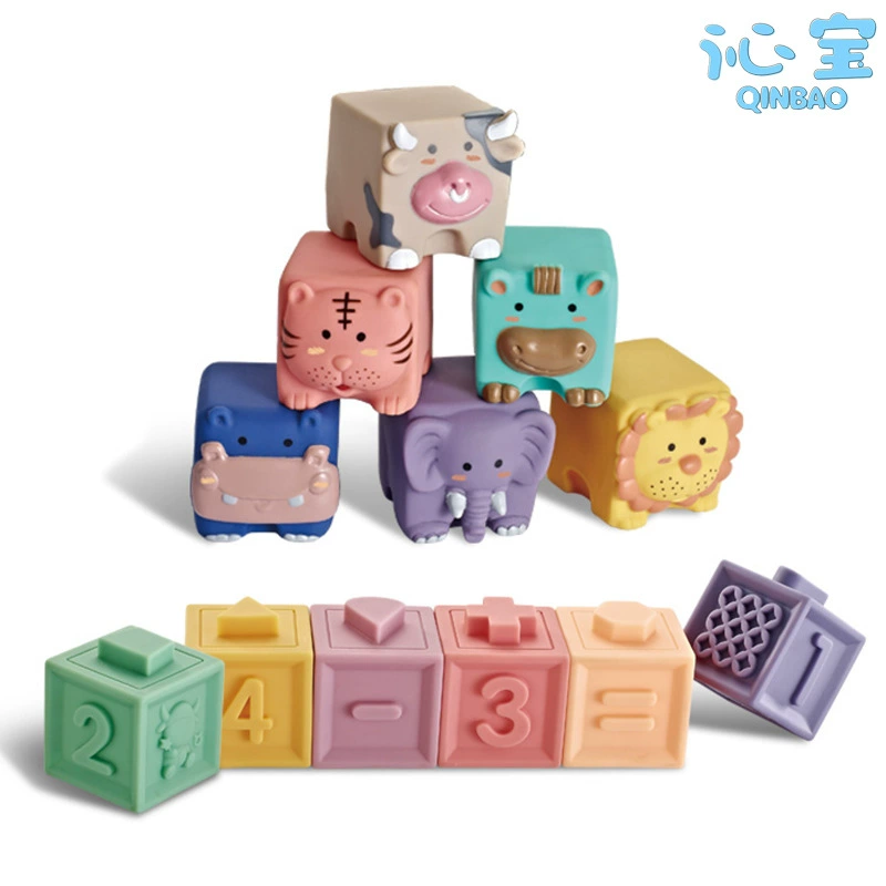 (Cross-border trading), cartoon constructor from soft rubber for baby, digital cognitive toy, Amazon, early education