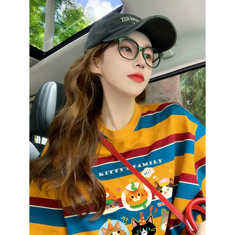 Extra large retro summer cartoon short sleeve T-shirt