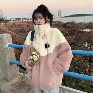 2023冬季新款女装韩版宽松加厚拼接半高领长袖卫衣显瘦时尚外套潮
