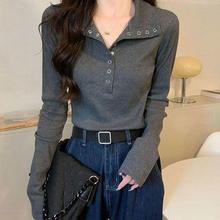 大码女装长袖上衣女秋冬加厚胖mm遮肚显瘦韩版辣妹正肩T恤打底衫