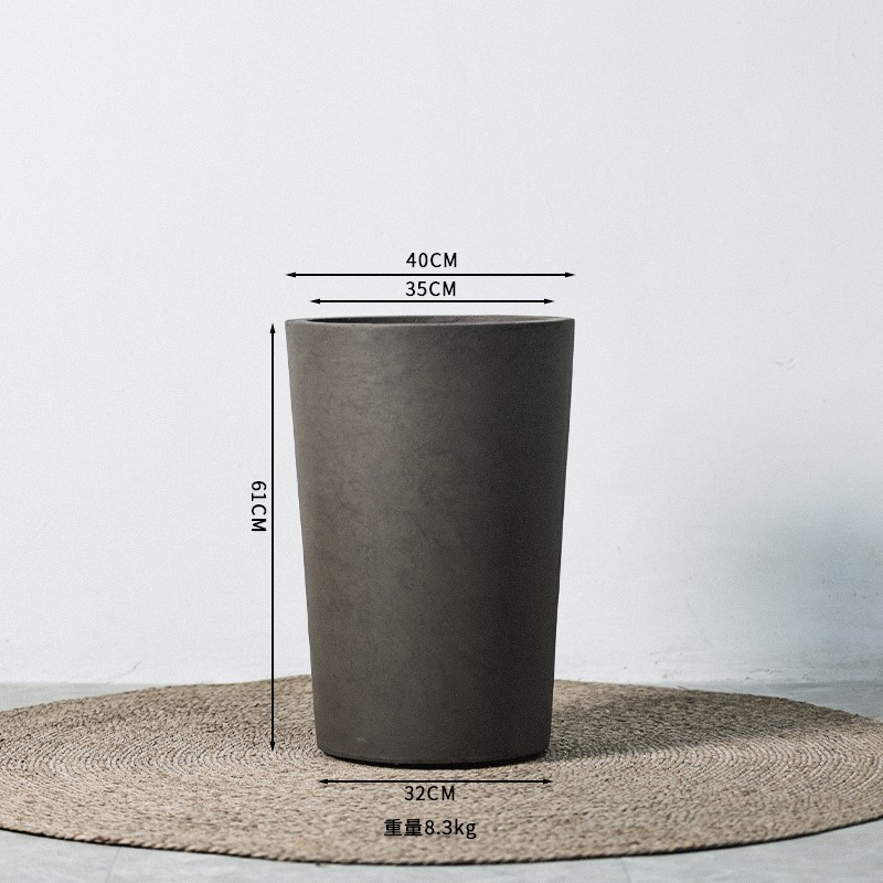 Maceta de barro de magnesio de alta gama de lujo ligero, estilo alto, gran planta verde simple, patio interior, tienda, villa, lavabo de arte de piso