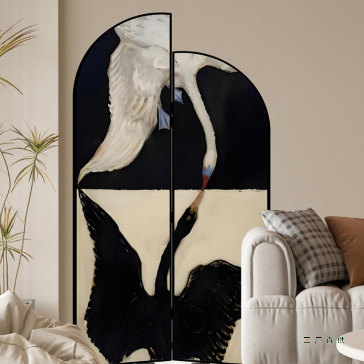 French-Style Vintage Screen Partition for Living Room Entrance, Retro Chinese-Style Office Hotel Foldable Movable Screen