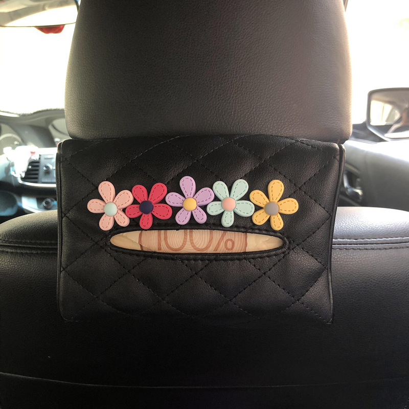 Creative car leather paper box car paper bag car hanging sun visor armrest box tissue box wholesale