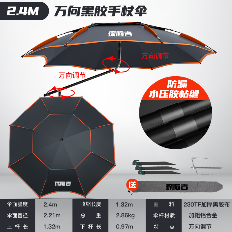 해외직구 파라솔/ 【두꺼운 비닐 지팡이 우산】블랙 오렌지 2.4