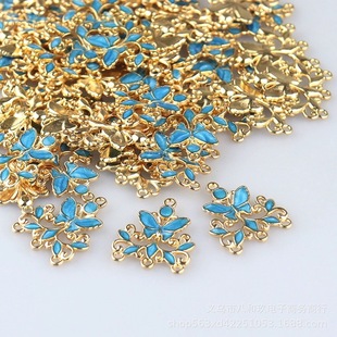 diy Jewelry Alloy Accessories Three-hole Blue Butterfly Flower Holder Burnt Blue Cloisonné Handmade Hairpin Step Head Jewelry Material