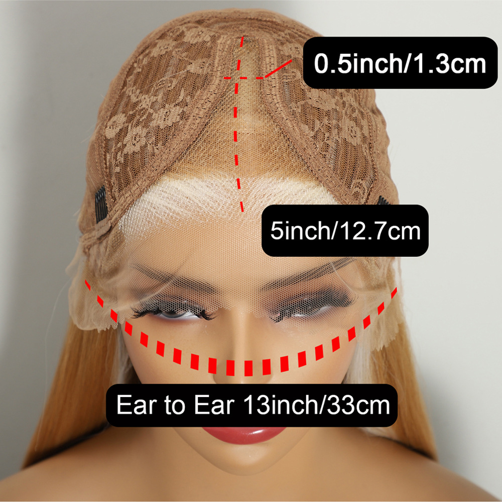 T parte delantera encaje tejido a mano fibra química recta cubierta de cabello 13 * 5 * 0.5in HD encaje transparente