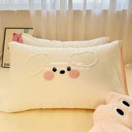 水洗棉毛巾绣枕套ins风公主风单品枕套寝室卧室百塔48*74cm耐脏