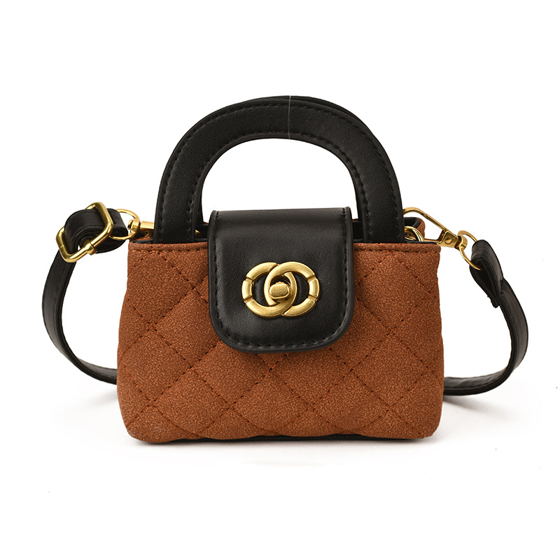 Bolso de hombro para niños y niñas de color contrastante de moda, bolso de mano para niñas, exquisita mini bolso de hombro para niños