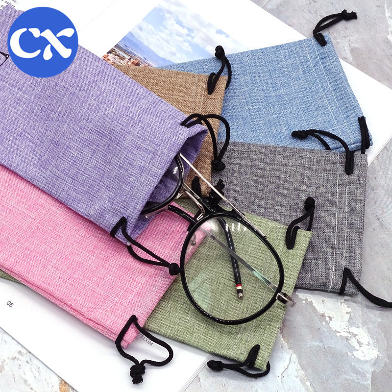 Manufacturer Wholesale Linen Glasses Bag, Myopia Glasses Storage Bag, Frame Glasses Drawstring Bag with Printed Logo
