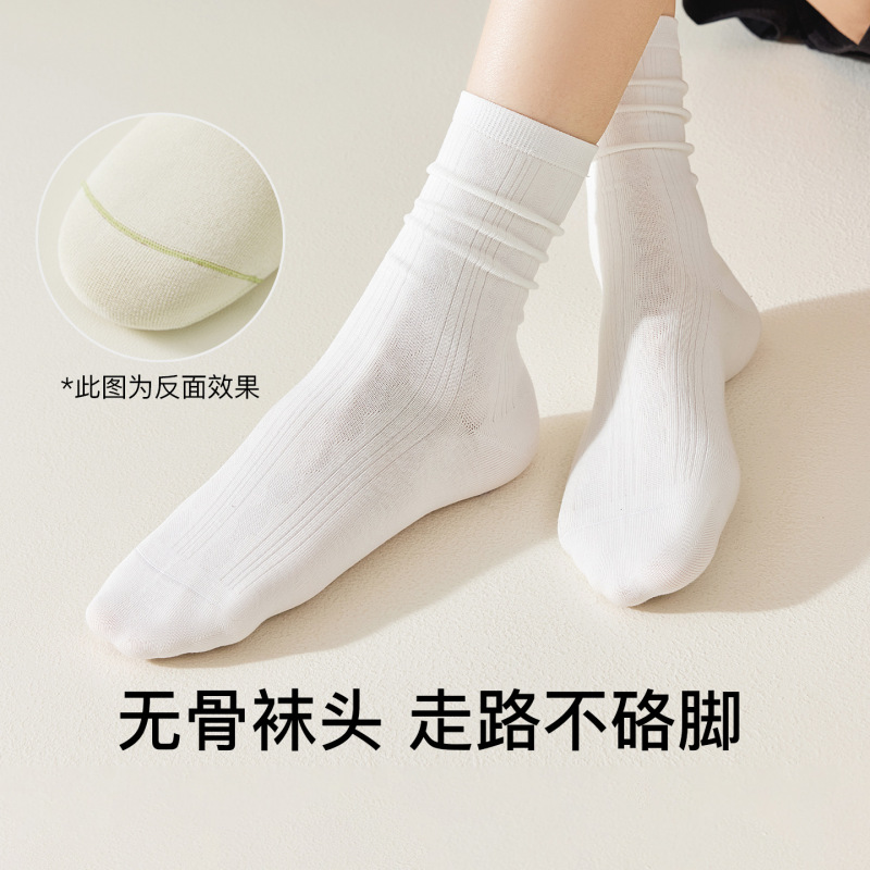袜子女秋冬季吸汗堆堆袜松口棉袜洞洞鞋白色无骨月子袜配小皮鞋|undefined