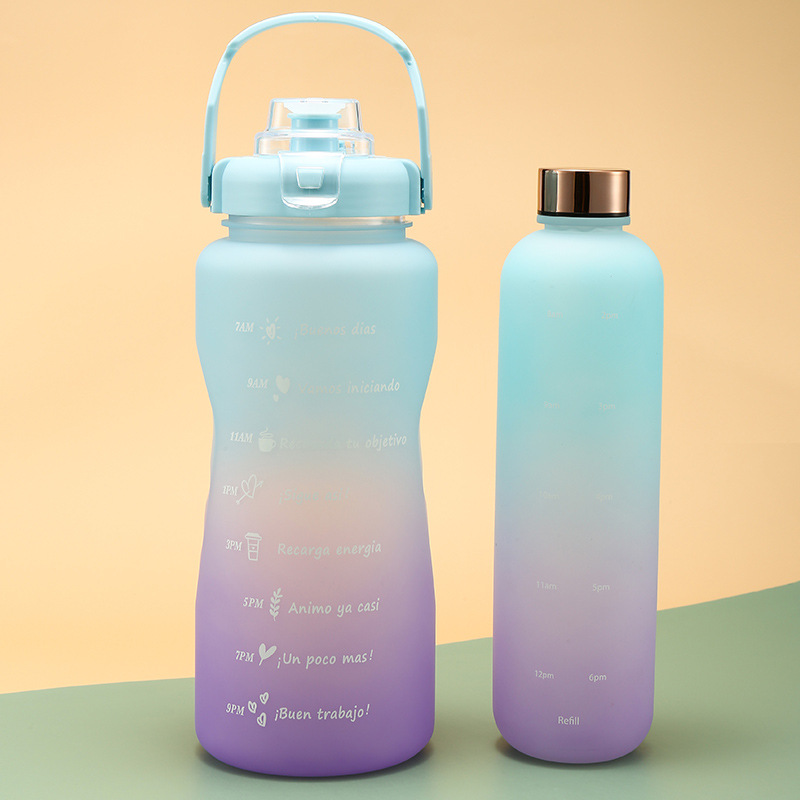 Personalizado esmerilado gradiente deportes gran capacidad botella de agua espacio Copa Amazon regalo al aire libre paja taza de agua conjunto