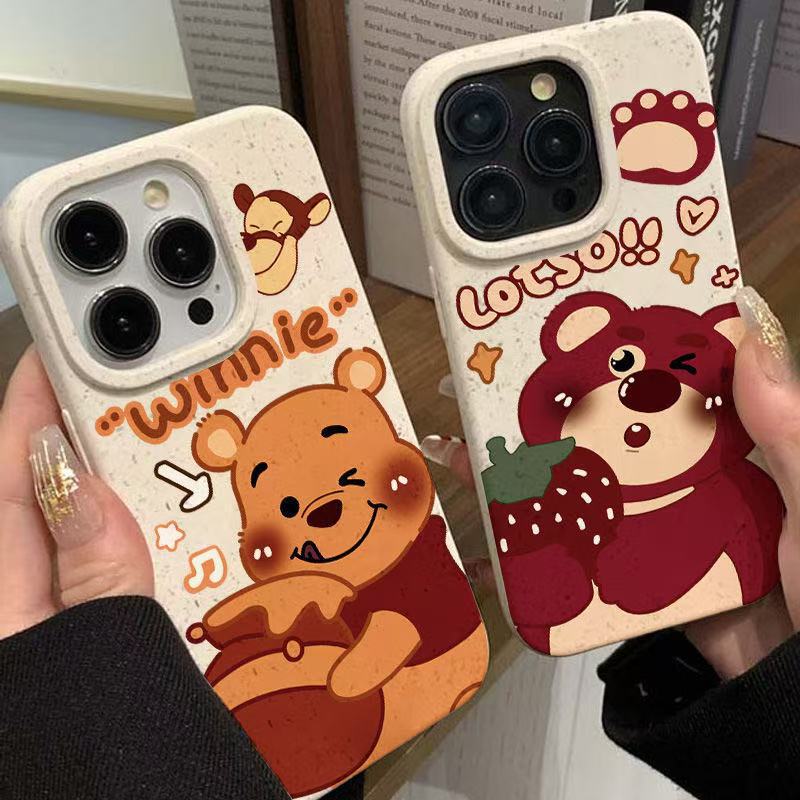 Cute Honey Strawberry Bear Apple 14 Mobile Phone Case Iphone15 Couple 13Promax Pooh 11 Anti-Fall 12