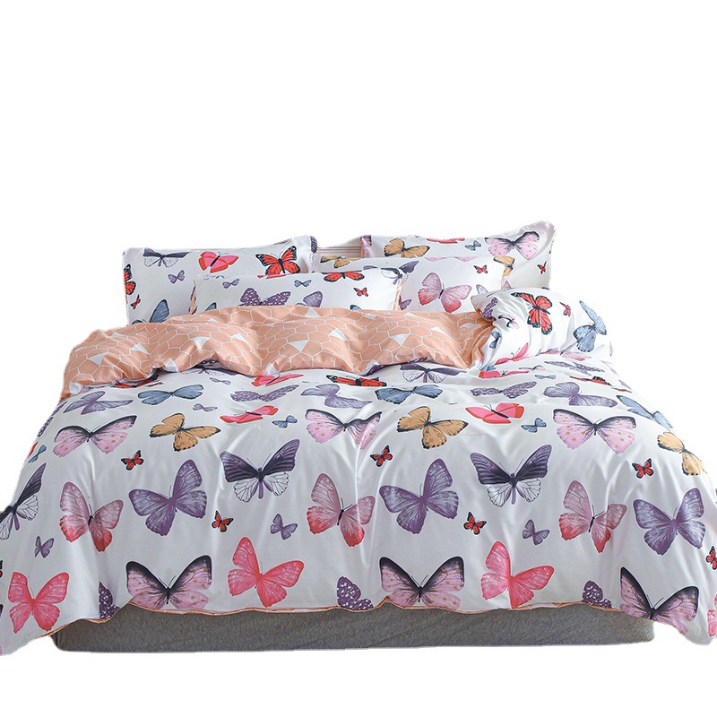 跨境家纺亚马逊速卖通ebay蝴蝶印花被套枕套三件套一件代发