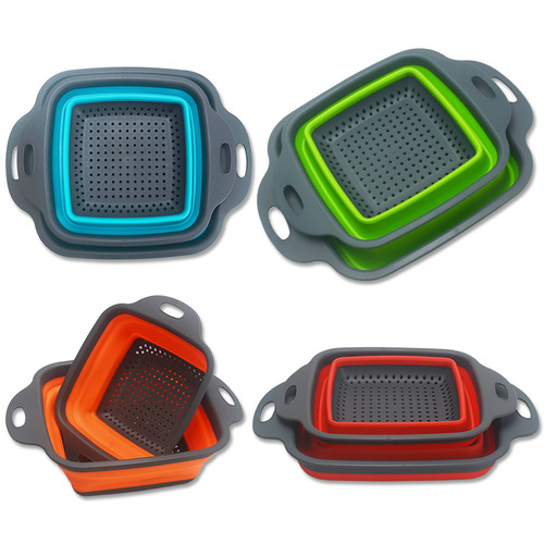 Household folding drain basket square retractable drain basket washing vegetables fruit basket drain basket fruit plate vegetable basket