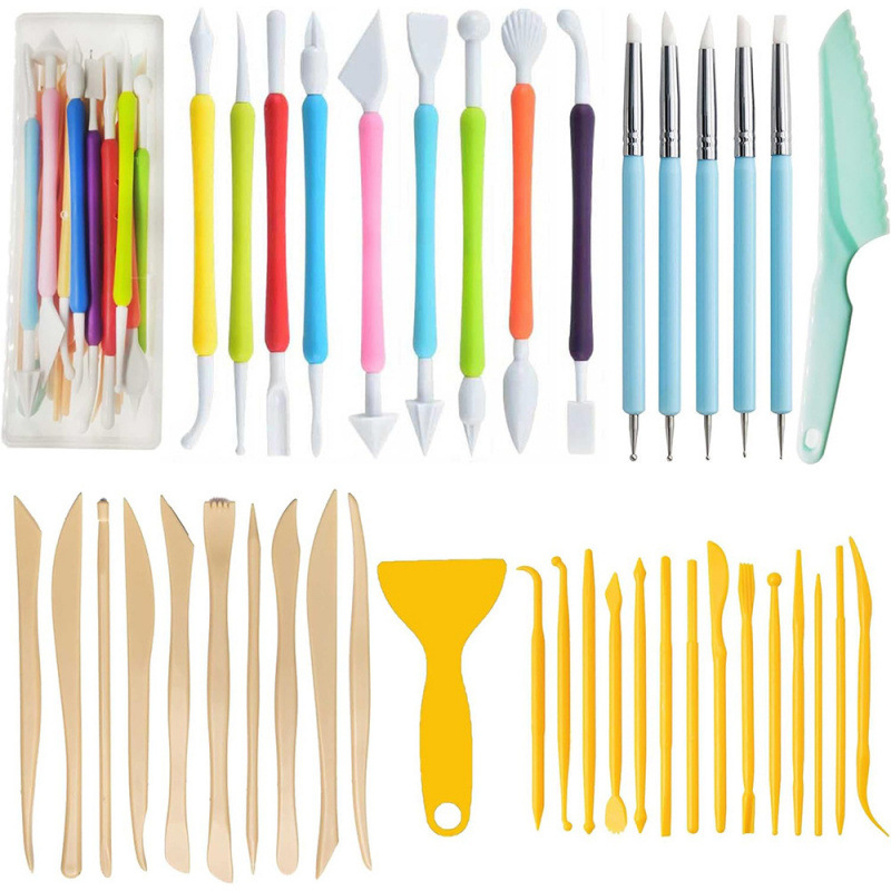 Herramientas de cerámica transfronterizas de acero inoxidable bola varilla de piedra plástica arcilla conjunto de barro de cerámica herramientas manuales escultura cuchillo penetración