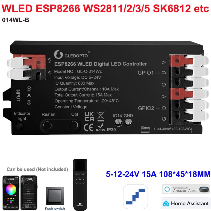 Контроллер световой ленты WLED с ESP32, микрофоном, доступен по адресу, симфонический SPI LED контроллер с адресацией