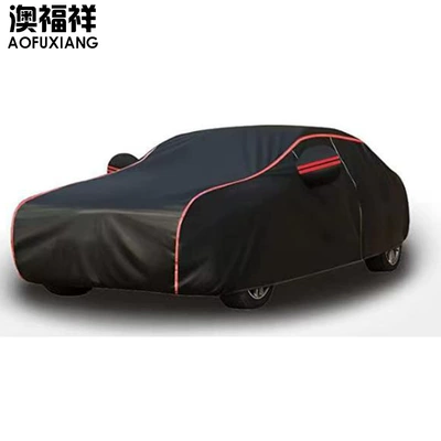 Amazon Cross-Border Shipping of Car Covers, Four-Season Universal Sun Protection and Heat Insulation Oxford Cloth Single-Layer Car Cover (Car clothing) - left-chain-black-and-red-strips