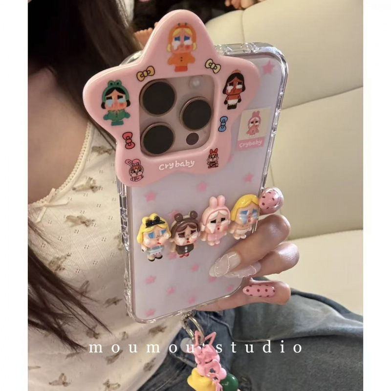 可爱星星镜头图案立体哭娃适用iPhone16promax苹果15手机壳14新款|undefined