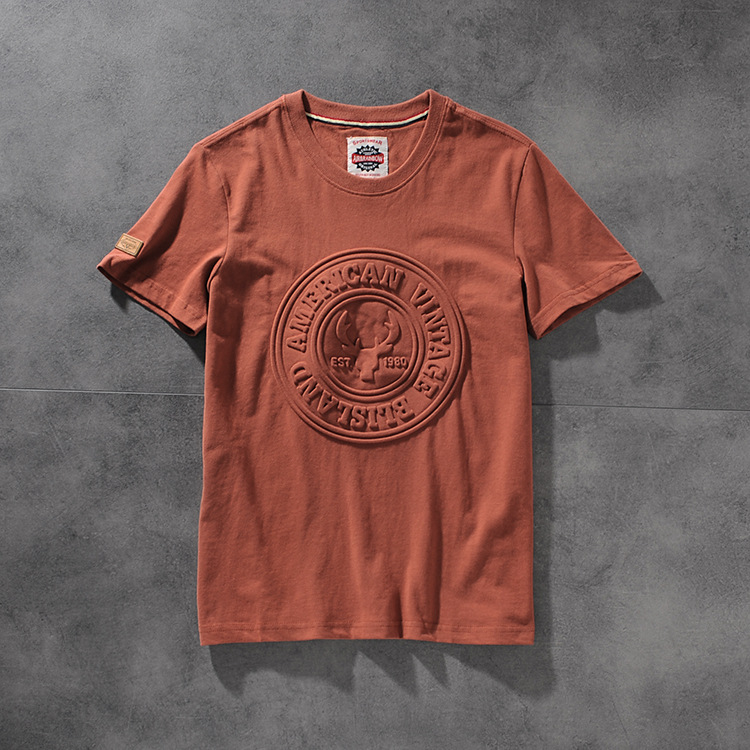Air-rainbow American retro minimalist three-dimensional framed men's round-neck short-sleeved T-shirt half-sleeve AR804 26