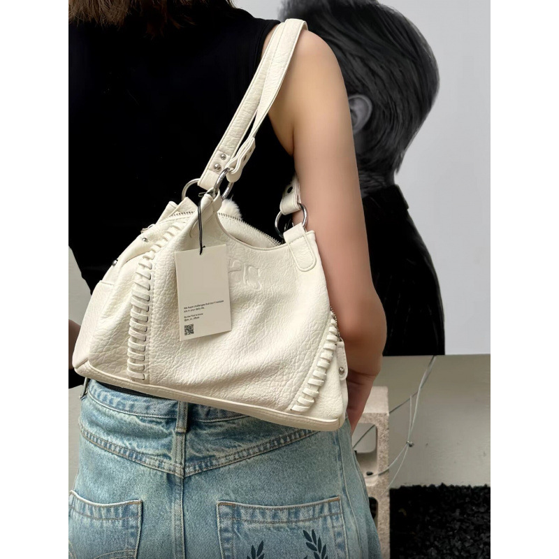 Korean cross-border Ason leather motorcycle bag, women's large-capacity commuter tote bag, niche shoulder bag, handbag