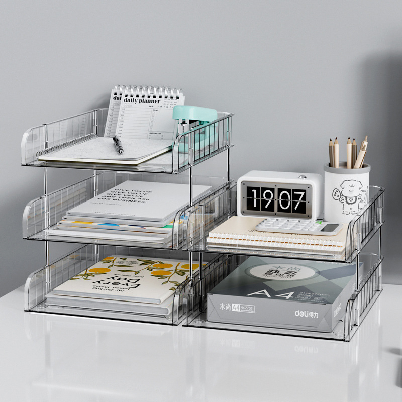 gabinete de escritorio archivos de almacenamiento de escritorio papelería de oficina A4 papel perezoso transparente estante de archivos visuales
