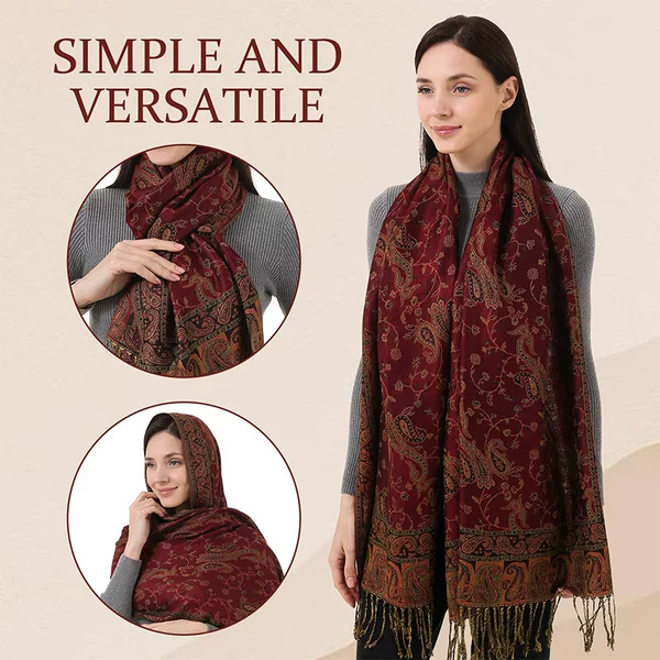 New Cross-Border All-Season Versatile Jacquard Paisley Tassel Scarf Classic Ethnic Style Wool Long Scarf Autumn and Winter Hot Item
