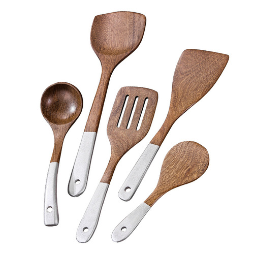 Cross-border chicken wing wooden spatula kitchenware set household cooking wooden spatula non-stick pot special wooden spoon spatula complete set
