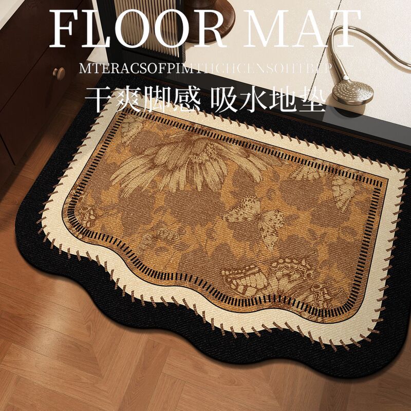 French Retro Home Bathroom Floor Mat Soft Diatom Mud Entrance Mat Water-Absorbent Non-Slip Bathroom Door Mat