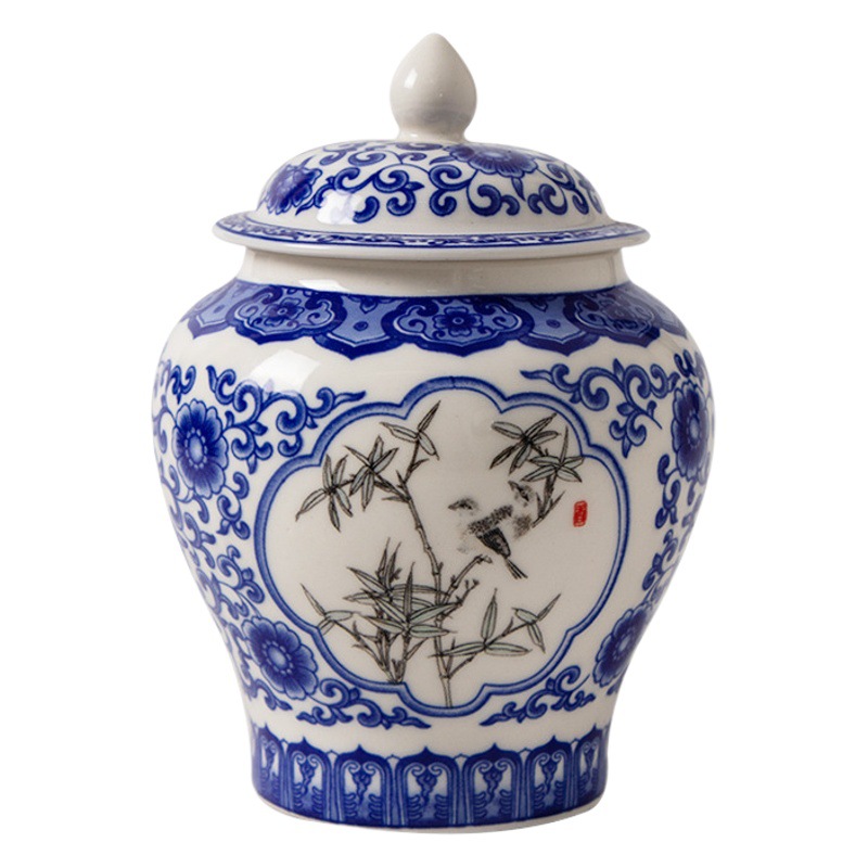 Jarra de té celadón tarro general hogar medio retro sellado cerámica caramelo té verde pu'er té tarro de almacenamiento al por mayor