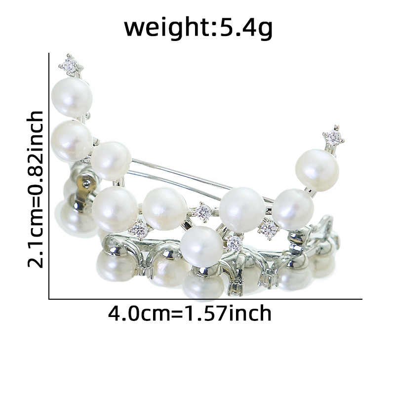 Perla de agua dulce natural broche de luna femenina alta sensación de decoración suéter broche temperamento elegante brazalete image 5