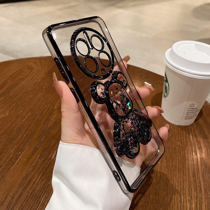 Huawei Mate70pro 流砂バイオレントクマ携帯電話ケース Puro70pro 電気メッキ x200 落下防止保護カバーに適しています。|undefined