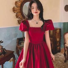 敬酒服小个子新娘2025新款订婚连衣裙红色礼服裙结婚回门平时可穿