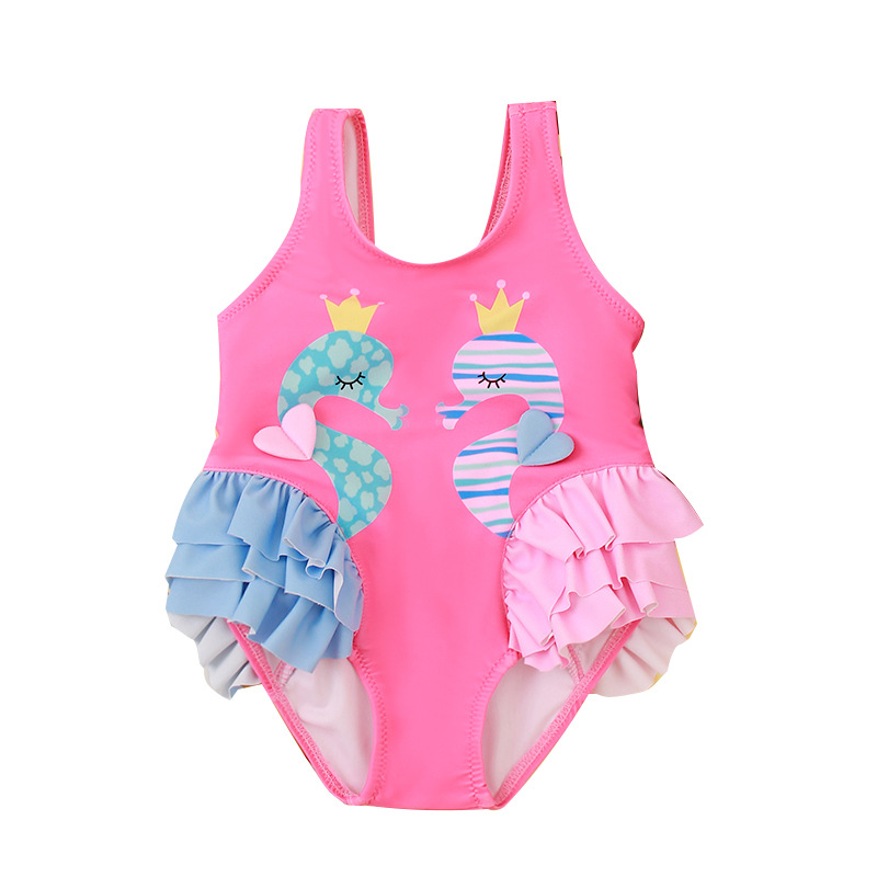 New Girls One-Piece Swimsuit Cute Ruffled Cartoon Baby Girl Swimsuit High Quality Comfortable High Elastic High Quality