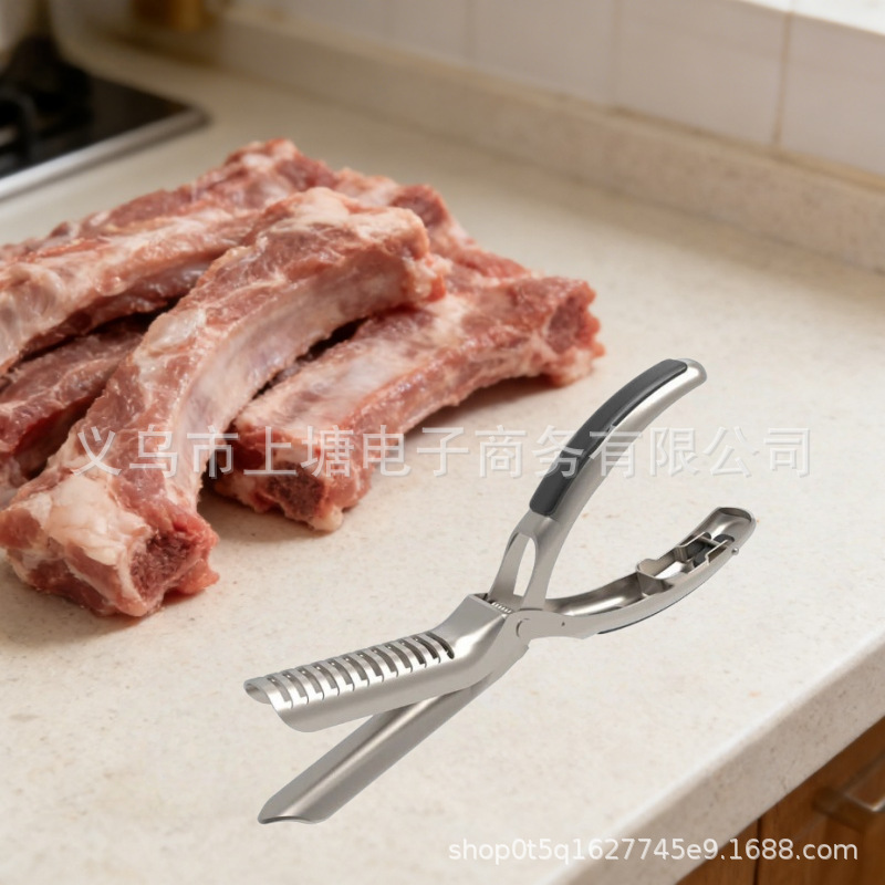 Cross-Border Hot-Selling New Product Beef Rib Membrane Remover Stainless Steel Peeler Curved Clip Non-Slip Barbecue Tool Wholesale