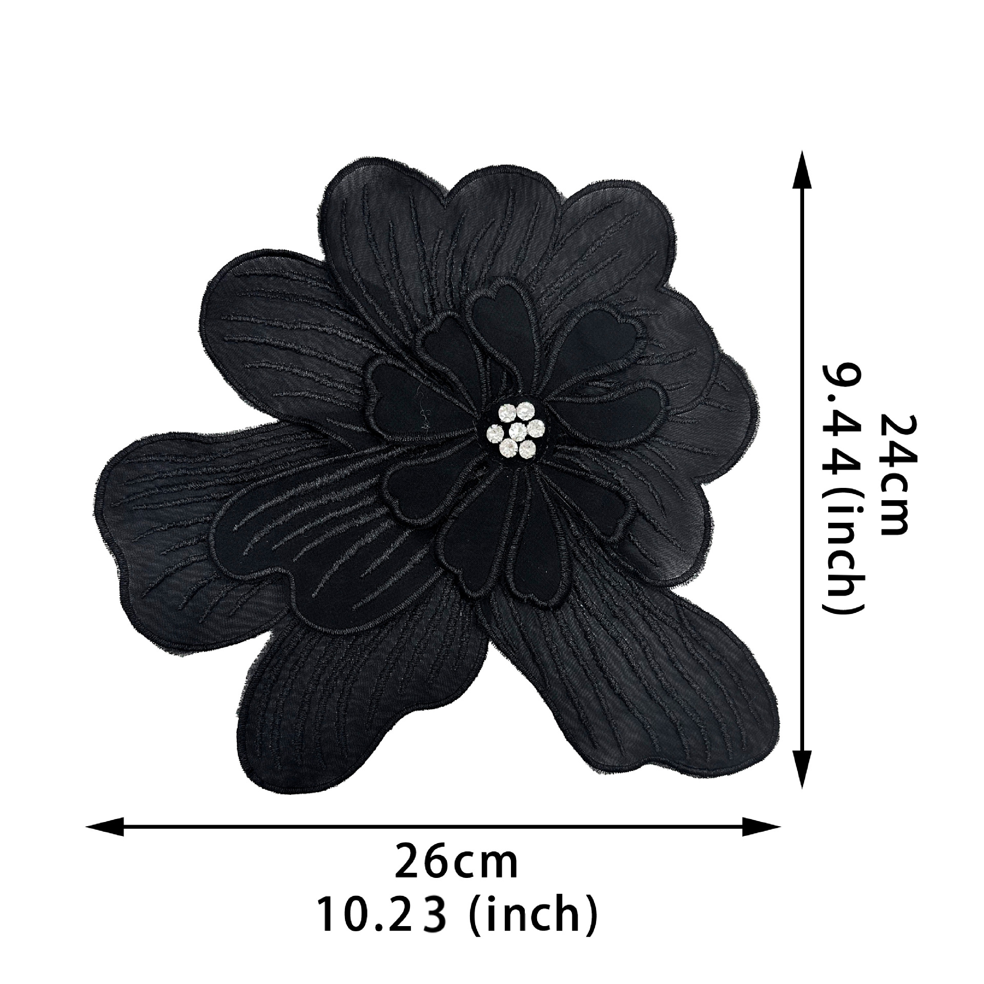 Flor multicapa de costura de clavos tridimensionales taladro de bordado de flores negras y blancas sensación de diseño de bordado de moda de ropa de mujer decoración de ropa infantil image 5