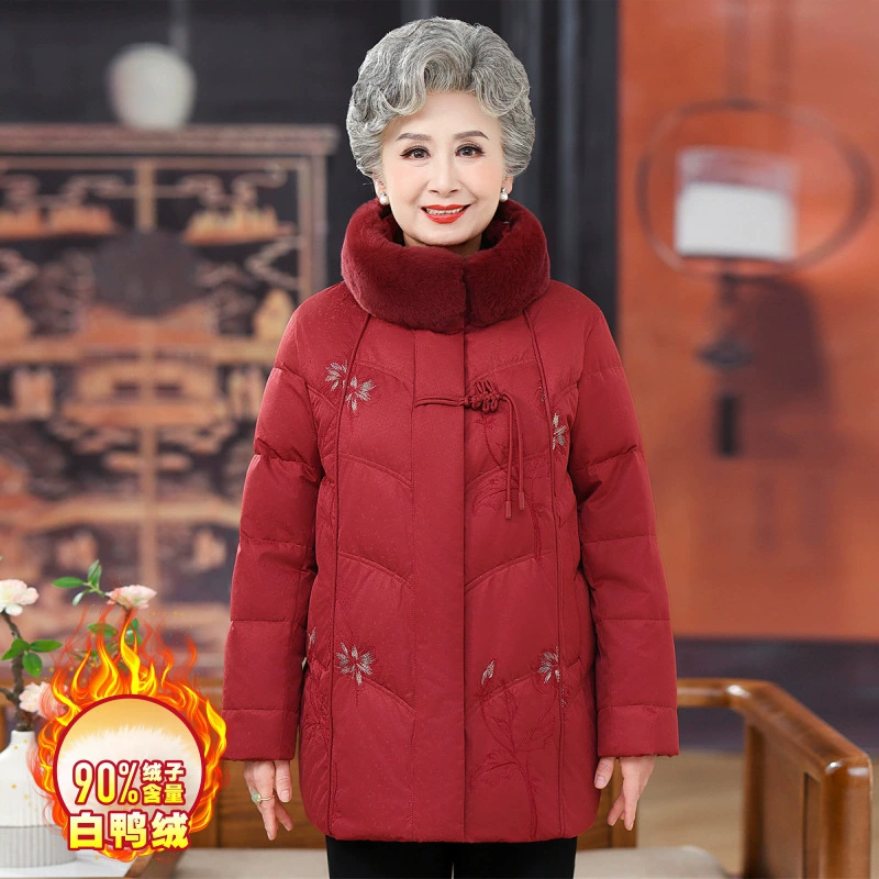Зимний новый пуховик мамы 60 лет 70 пожилых людей утолщение одежды Старушка бабушка теплая куртка