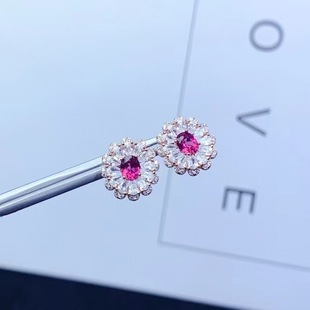 S925 Sterling Silver Inlaid with Natural Magnesium Aluminum Garnet Earrings Accessible Luxury Elegant Fashion Exquisite Color Treasure Jewelry Earrings