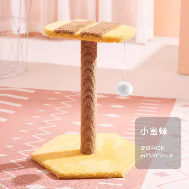 작은 꿀벌 사이잘 고양이 긁는 포스트