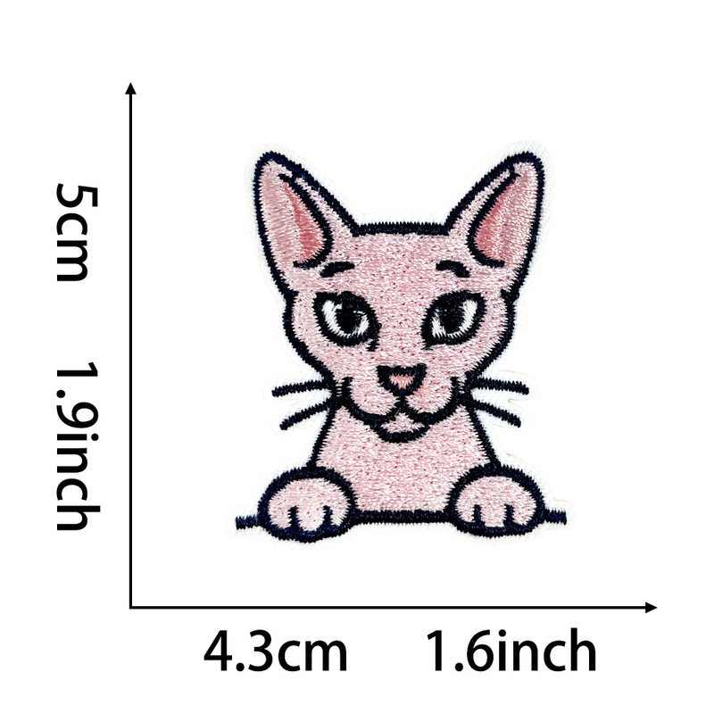 かわいい猫の刺繍布ステッカー、オレンジ猫、三色猫、黒猫など、かわいい表情の粘着アイロン接着パッチ|undefined