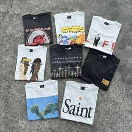 长期有Saint Michael 做旧破洞西海岸水洗复古高街VINTAGE短袖T恤