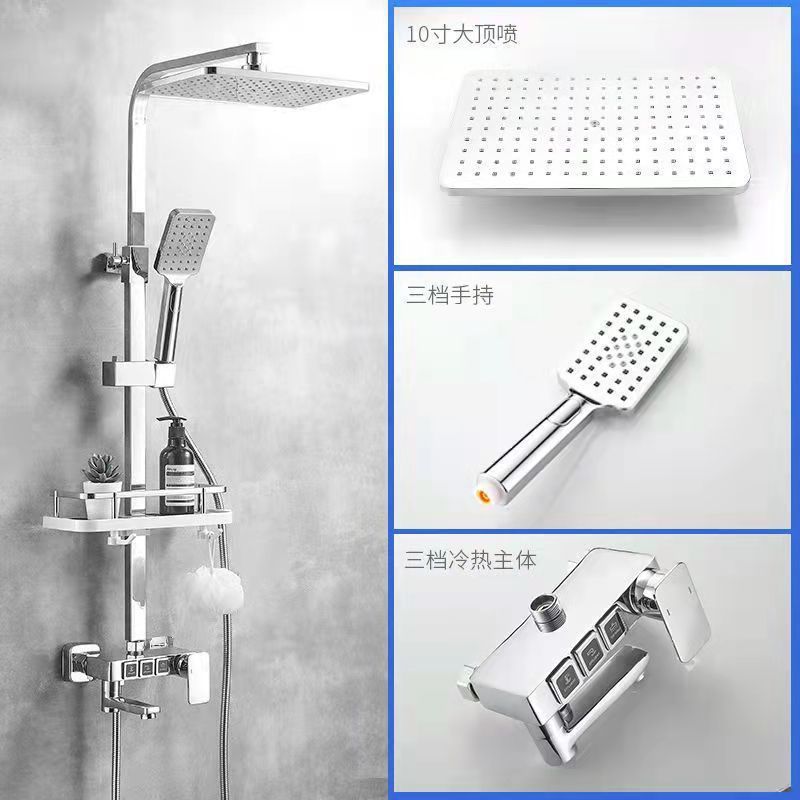 Fábrica directa de baño negro temperatura constante conjunto de ducha de ducha doméstica todo cobre conjunto de ducha de presión de baño