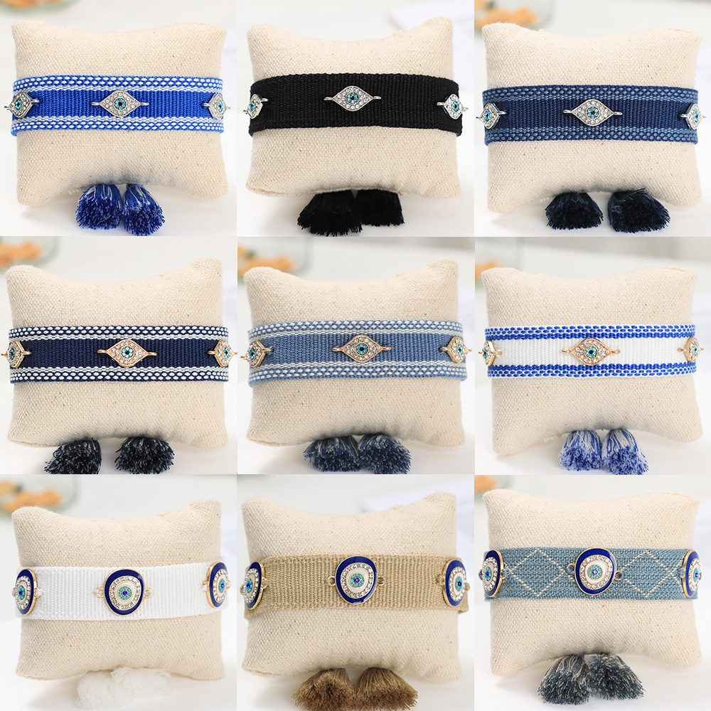 10g Weight Rhinestones Inlay Material Bracelets Classification Polyester Chain Material 1 Piece Quantity Holiday, Daily Occasion Polyester Material Devil's Eye, Heart Shape Pattern Unisex Gender Tassel, Braid, Inlay Design Casual Style Casual Devil's Eye Heart Shape Rhinestones Polyester Wholesale Bracelets 1