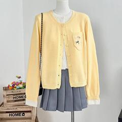 韩版学院风慵懒假两件针织开衫女秋冬季长袖打底短款显瘦毛衣外套