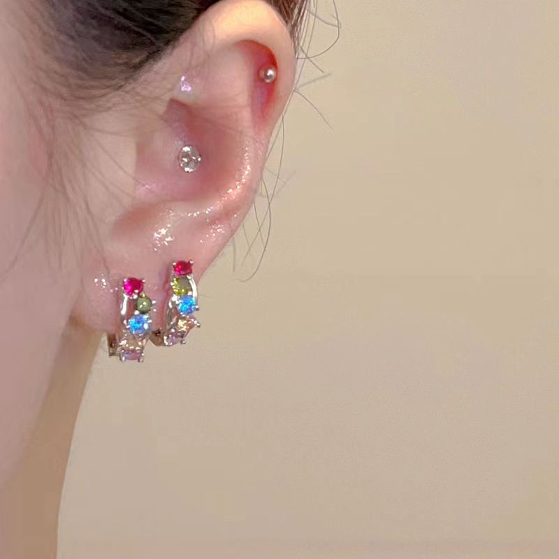 Casual Simple Style Round Alloy Plating Inlay Zircon Women's Earrings display picture 4